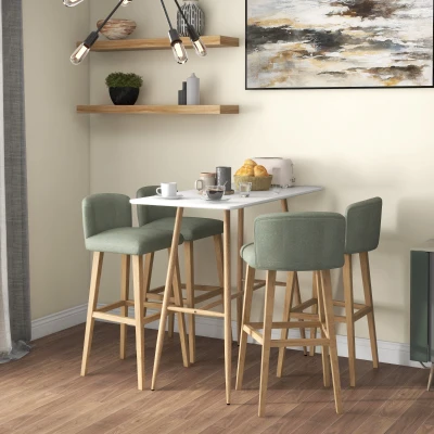 HOMCOM Rechteckiger Stehtisch für 4 Personen mit Stahlbeinen in Holzoptik, einfach zu montieren, 120 x 60 x 98 cm Weiß