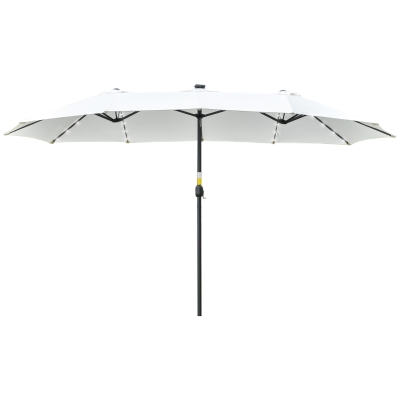 Outsunny Parasol LED Solaire 4,5m Parasol Double Jardin Parasol de marché Parasol de terrasse Ovale Noir+Blanc Crème