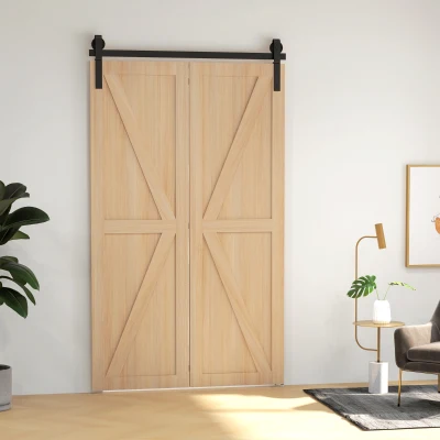 HOMCOM 122 CM Schiebetürbeschlag Set für Falttüren für 2 Türen aus Kohlenstoffstahl