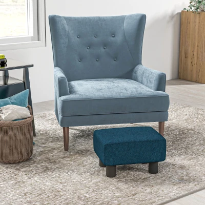 HOMCOM Hocker Fußstütze Beistelltisch aus Leinenstoff Tragkraft 100 kg 40 x 30 x 24 cm dunkelblau