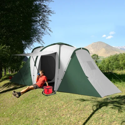 Outsunny Familien-Campingzelt 4-6 Pers. wasserdicht leicht einfach aufzubauen 2 große Türen Maße 5,55L x 2,25B x 1,9H m