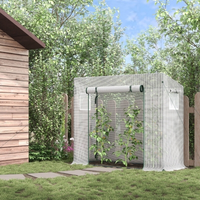 Outsunny Estufa de Jardim Pequena Estufa de Exterior com Janelas e Estrutura de Aço Estufa de Cultivo 200x76x168 cm Branco