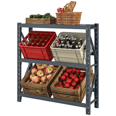 HOMCOM Etagère à caisses de boissons, jusqu'à 6 caisses, réglable en hauteur, cadre en acier, 110x30x110 cm, Gris