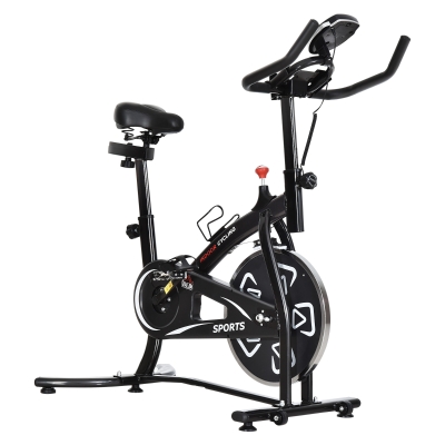 HOMCOM Heimfahrrad Fitnessfahrrad Indoor-Fahrrad mit LCD-Multifunktionsdisplay Heimtrainer verstellbarer Sitz und Lenker Stahl Schwarz
