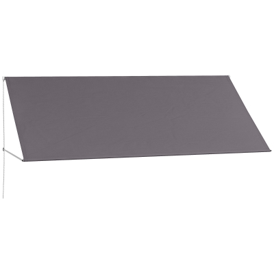 Outsunny Markise manuell ausziehbares Vordach Einstellbarer Neigungswinkel 300 x 120 cm UV-Schutz Aluminium Polyester Dunkelgrau