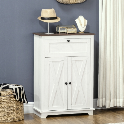 HOMCOM Aufbewahrungsschrank Buffet mit 2 Türen, höhenverstellbarem Regal und 1 Schublade, Maße 60B x 30T x 87,5H cm
