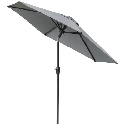 Outsunny Garten Sonnenschirm Hexagonal neigbar dim. Ø 2,3 x 2,16H m Metall Polyester grau