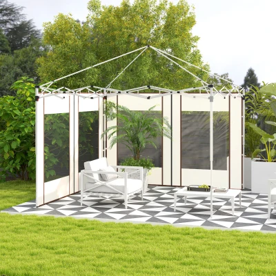 Outsunny 2er-Pack Seitenwände für Gartenlaube mit Zipp-Türen und -Fenstern, für Popup-Gartenlaube von 3x3m oder 3x6m