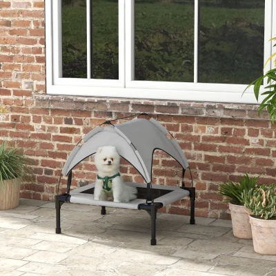 PawHut Hondenbed met Dak, Ademend, Waterafstotend, tot 20 kg, 76 x 61 x 69,5 cm, Lichtgrijs