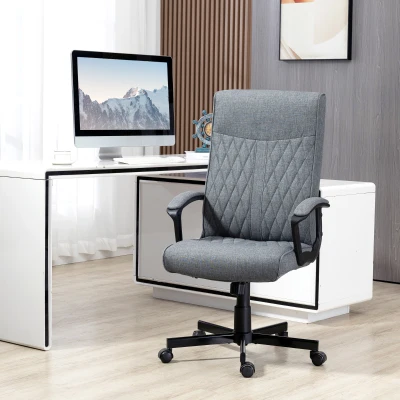 Vinsetto Chaise de Bureau Chaise d'Ordinateur, Réglable en Hauteur, Inclinable, Chaise de Bureau Ergonomique, Gris