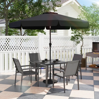 Outsunny Gartenmöbel-Set aus 5 Stücken mit 1 Esstisch und 4 Stühlen - gehärtete Glasplatte mit Sonnenschirmloch in Grau