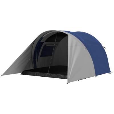 Outsunny Familien-Campingzelt für 3-4 Personen, wasserdicht, leicht, belüftet, einfach aufzubauen, Maße 390L x 315B x 188H cm