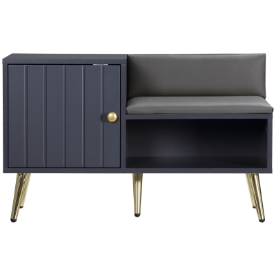 HOMCOM Schuhschrank mit Schrank und Fach Oberfläche aus synthetischem Bezug 80 x 33 x 49 cm grau