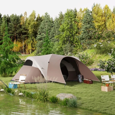 Outsunny Familien-Campingzelt für 5-6 Personen, wasserdicht, leicht und belüftet mit Transporttasche, Maße 550L x 300B x 198H cm