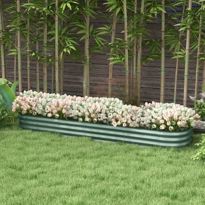 Outsunny Hochbeet Gartenbeet aus modularem Stahl für Gemüse, Pflanzen, Blumen, Maße 240 x 62 x 30cm