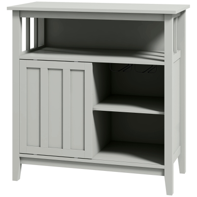 HOMCOM Buffetschrank mit Flaschenregal, Schiebetür, 2 Reihen Glashalter und offenem Fach 80B x 40T x 82H cm