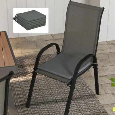 Outsunny Set mit 6 Gartenstuhlkissen Outdoor Polsterung 3 cm Polyesterstoff Maße 42L x 42B cm Dunkelgrau