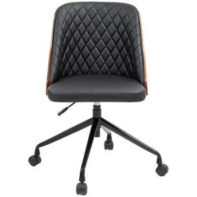 Vinsetto Chaise de Bureau Chaise Pivotante Chaise de Bureau à Domicile Chaise de Bureau Ergonomique Réglable en Hauteur 360° Roulettes Mousse PU Noir 48,5 x 54,5 x 81-87 cm