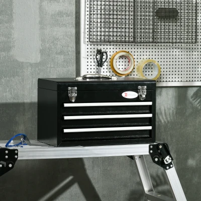 DURHAND Boîte à outils avec ensemble d'outils de 116 pièces, mobile, verrouillable, boîtier en acier, 45 x 24 x 27 cm, noir