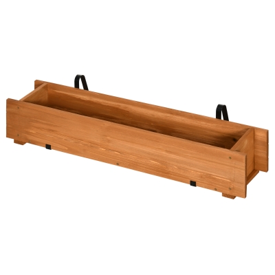 Outsunny Rechteckiger Holz Blumenkasten Pflanzkasten zum Aufhängen mit 2 Haken 91 x 18 x 16,5 cm braun