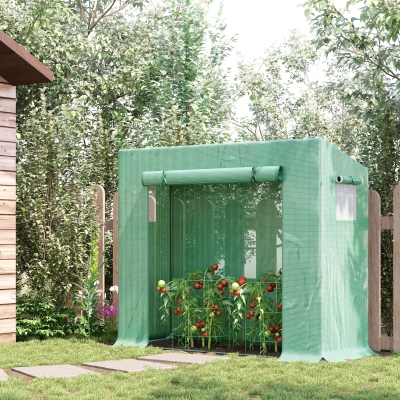 Outsunny Estufa de Jardim Pequena Estufa de Exterior com Janelas e Estrutura de Aço Estufa de Cultivo 200x76x168 cm Verde