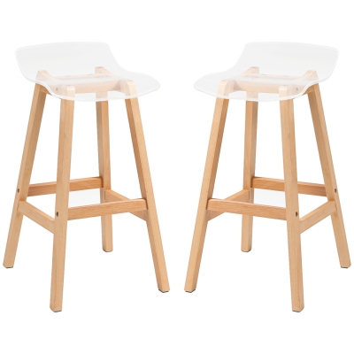 HOMCOM Set mit 2 zeitgenössischen Design Barhockern transparenter Acrylsitz mit Fußstützen - 39B x 44T x 78H cm