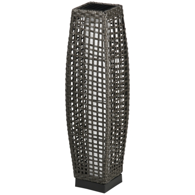 Outsunny Tischlampe LED Solar Gartenlampe aus geflochtener Harzrattan-Imitation - 21 x 21 x 78 cm Grau