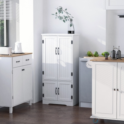 HOMCOM Buffet Küchenschrank Küchenschrank zeitgenössisches Design, viel Stauraum, 2 Schränke, 3 Regale, MDF Spanplatten, weiß