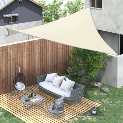 Outsunny Rechteckiges Sonnensegel 6L x 4B m Polyester Hochdichte 160 g/m² Creme