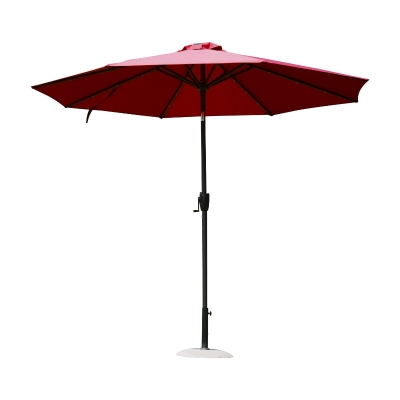 Outsunny Garten-Sonnenschirm Gerader Sonnenschirm Neigbarer oktogonaler ø 2,7 m LED-Solarsonnenschirm Metall Hochdichtes 180 g/m² Polyester Bordeaux Rot