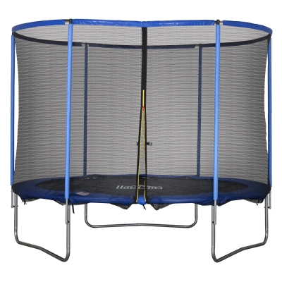 HOMCOM Trampoline avec filet de sécurité Trampoline de jardin pour intérieur et extérieur Trampoline de fitness pour enfants et adultes en acier Bleu+Noir jusqu'à 113,6 kg Ø305 x 248H cm