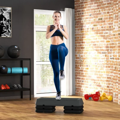 SPORTNOW Stepper Aerobic Fitness Höhenverstellbar 3 Ebenen 10/15/20 cm rutschfeste Oberfläche Kunststoff, Grau