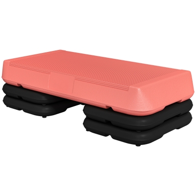SPORTNOW Stepper Aerobic Fitness Höhenverstellbar 3 Ebenen 10/15/20 cm rutschfeste Oberfläche PE-Plastik, Rot