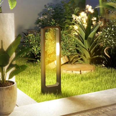Outsunny LED-Außenstehlampen warmweiß, Acrylschirm, Aluminiumrahmen - Schwarz