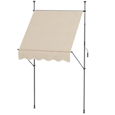 Outsunny Freistehender manueller einziehbarer Markisenstore 1,5L x 1,2B x 2,1-3H m verstellbare Neigung Metall Aluminium Polyester Sand