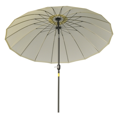 Outsunny Sonnenschirm gerade Garten Sonnenschirm neigbar rund mit 18 Fiberglasrippen Kurbel Metallmast Fiberglas Ø 2,5 m hochdichtes Polyester Beige