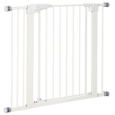 PawHut Hunde-Absperrgitter ohne Bohren mit automatischer Schließung Breite 76-103 cm Weiß