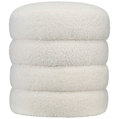 HOMCOM Tabouret Rond en Peluche Teddy, Cadre en Métal, jusqu'à 120kg, Φ40x45H cm, Crème Blanche