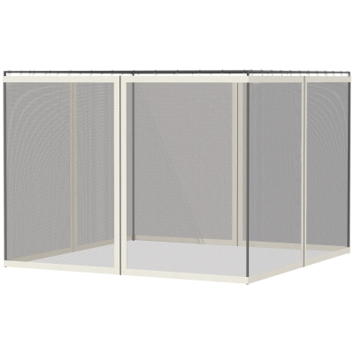 Outsunny Moskitonetze für Pavillon Zelt Gartenpavillon 3 x 4 m - Set mit 4 Moskitonetzen mit Reißverschluss + Haken zur Befestigung