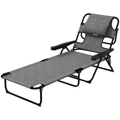 Outsunny Tuinligstoelen Relaxligstoel, Opvouwbaar, Weerbeständig, 194 cm x 72 cm x 31 cm, Zwart + Grijs