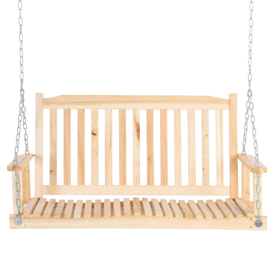 Outsunny Balancelle de Jardin pour 2 Personnes Banquette Balançoire en Bois Massif Patio Terrasse Jardin Naturel 117 x 69 x 60 cm