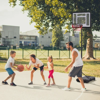 HOMCOM Standbasketballkorb höhenverstellbar von 203cm bis 258 cm mit Rollen robustes Rückenbrett Leistungsbasis Schwarz