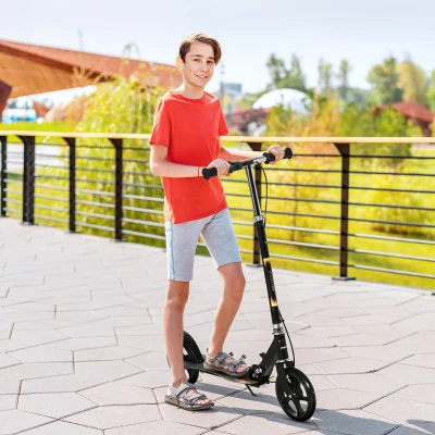 HOMCOM Klappbarer Kinderroller mit höhenverstellbarem Lenker und Doppelbremse 86 x 35 x 93-103 cm schwarz