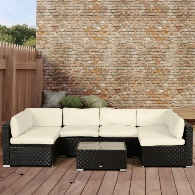 Outsunny Set mit 14 Ersatzbezügen für Gartenmöbelkissen - 6 Sitzkissenbezüge, 8 Rückenkissenbezüge - Reißverschluss Polyester wasserabweisend Beige