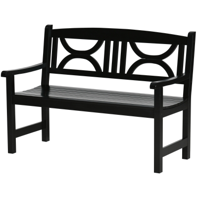 Outsunny Gartenbank 2 Sitzer Sitzbank Garten Terrasse Patio hohe Rückenlehne Latten Sitzfläche bequeme Armlehnen Pappelholz 123 x 61 x 89,5 cm schwarz