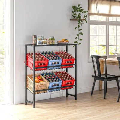 HOMCOM Étagère de stockage, réglable en hauteur, acier robuste, design gain de place, capacité de 210 kg, Noir