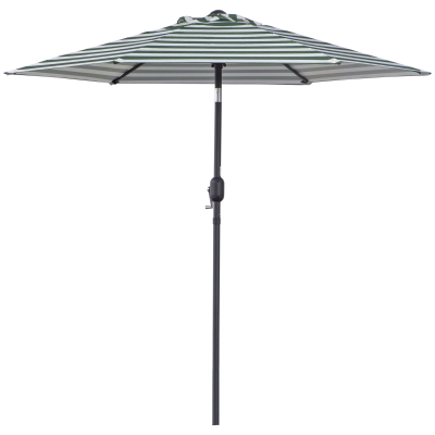 Outsunny Parasol de Jardin Terrasse Parasol Structure en Acier en Plein air Rayures Vertes Ø230 x 216 cm
