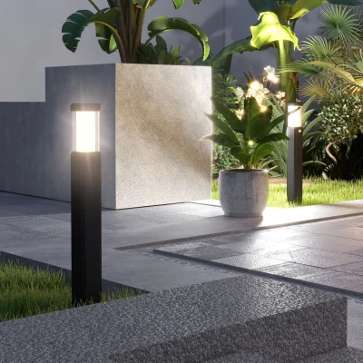 Outsunny Set von 2 Außenlampen, LED-Säulenlaterne, Wasserdicht IP65, Laterne für Wege und Auffahrten - Schwarz