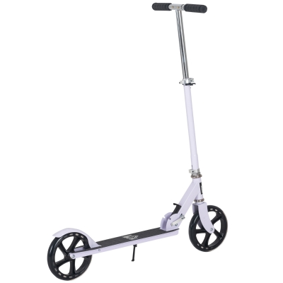 HOMCOM Kinderroller Klappbar Höhenverstellbarer Lenker in 4 Stufen hintere Reibungsbremse für Kinder Jugendliche max. 100KG Abmessungen 88L x 37B x 75-100H cm Weiß