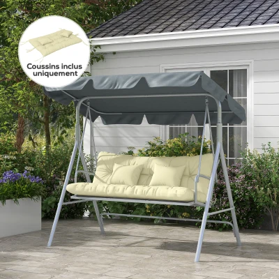 Outsunny Set mit 4 Gartenbankkissen für Gartenschaukel, 1 Sitzkissen, 2 Rückenkissen und 2 Kissen